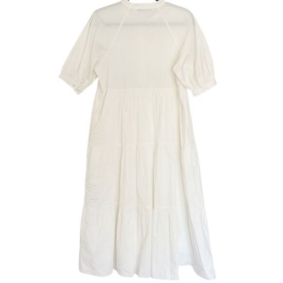 English Factory Anthropologie White Puff Sleeve Tiered Midi Dress Small AK105D - Picture 5 of 13